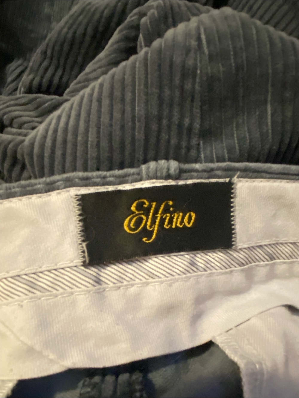 Men's high waist Corduroy Pants in Navy - Picture 5 of 5